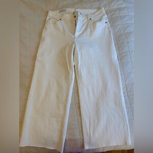 H&M wide leg ankle denim jeans white size 14